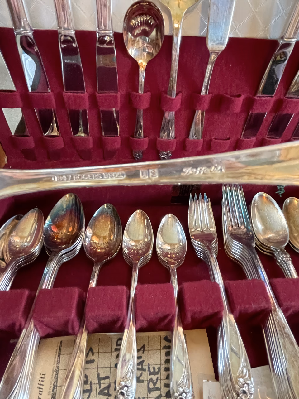 International Silver flatware service photographed for hallmark research