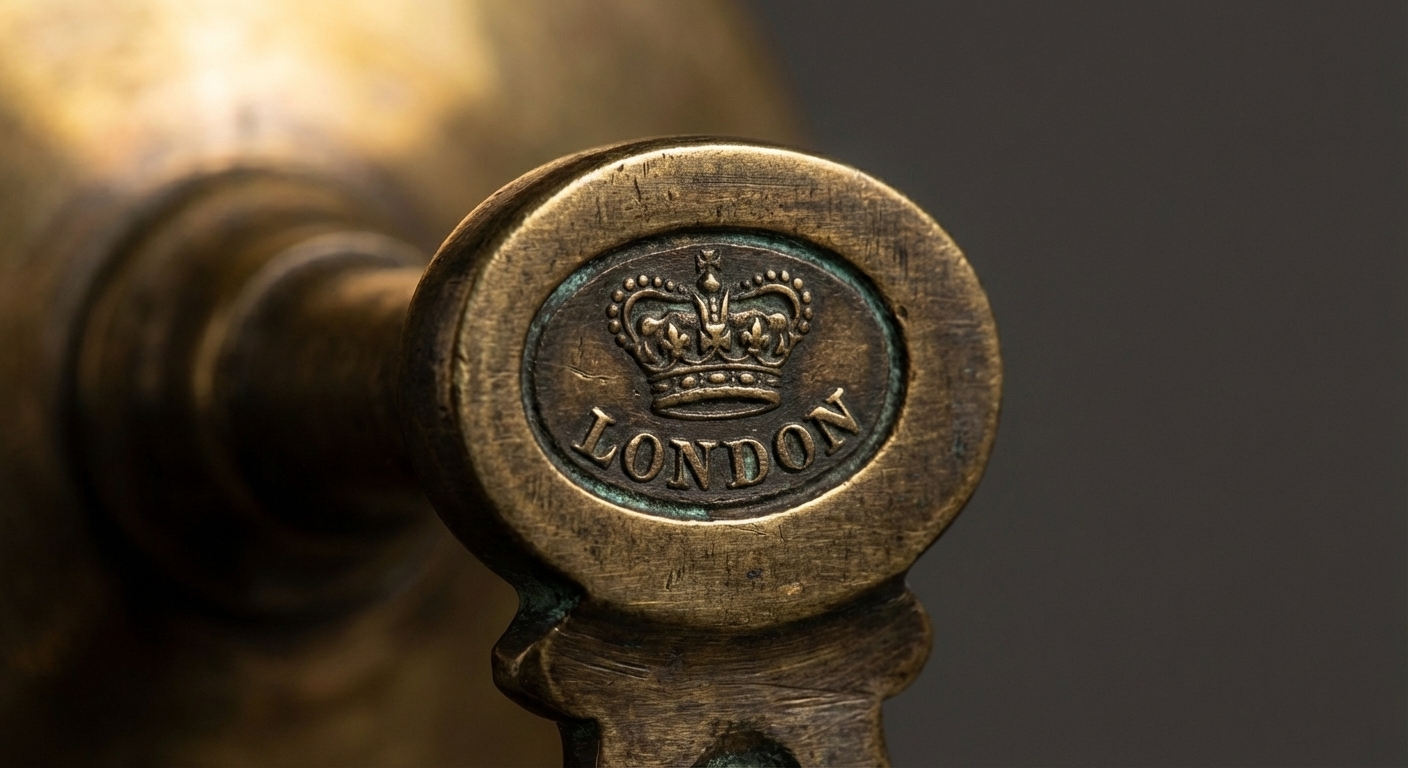 Close view of antique maker and construction details used during appraisal